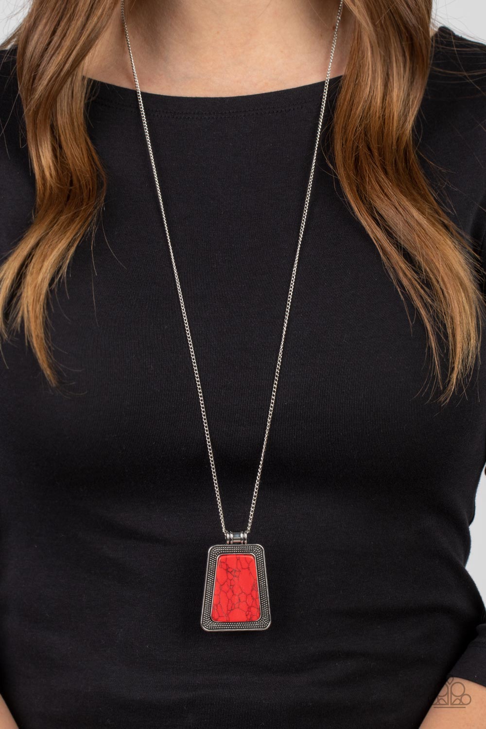 Private Plateau - Red Necklace - Paparazzi Accessories - Alies Bling Bar