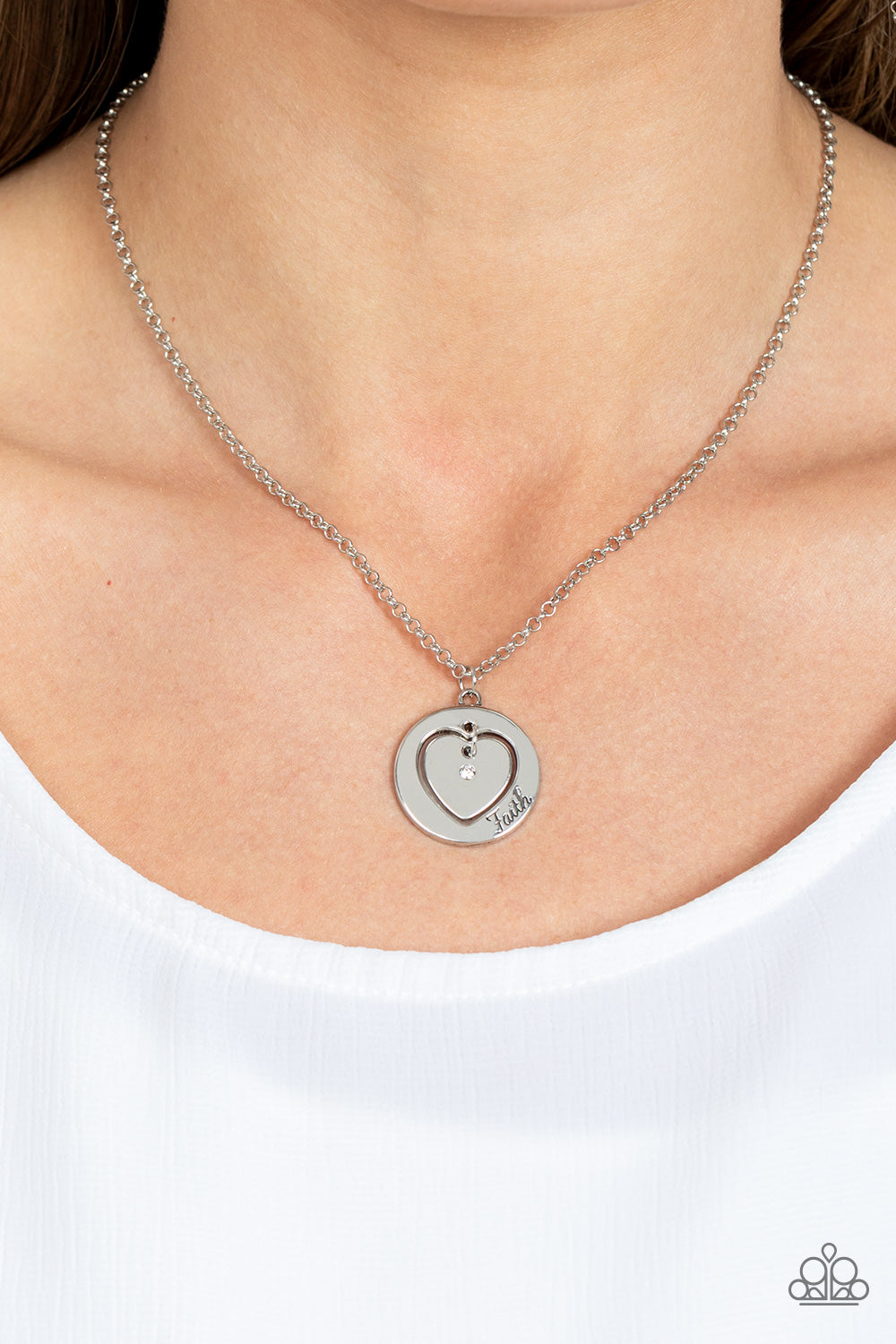 Heart Full of Faith - White Necklace - Paparazzi Accessories - Alies Bling Bar