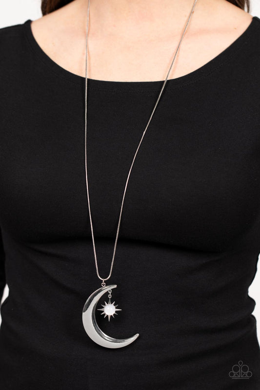 Astral Ascension - White Moon Necklace - Paparazzi Accessories