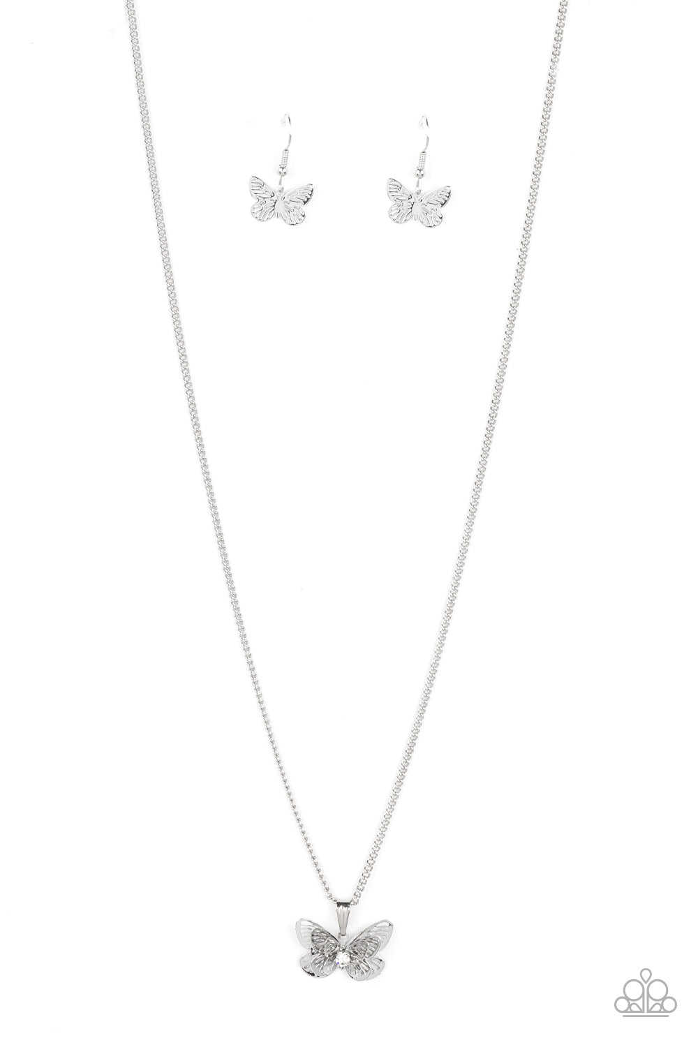 Paparazzi - High-Flying Fashion - White Butterfly Necklace - Alies Bling Bar