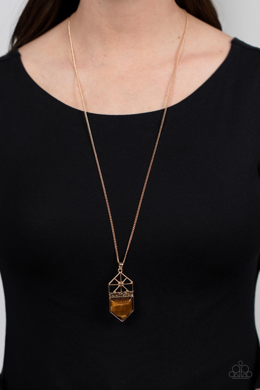 Trailblazing Talisman - Brown Necklace -Paparazzi Accessories - Alies Bling Bar