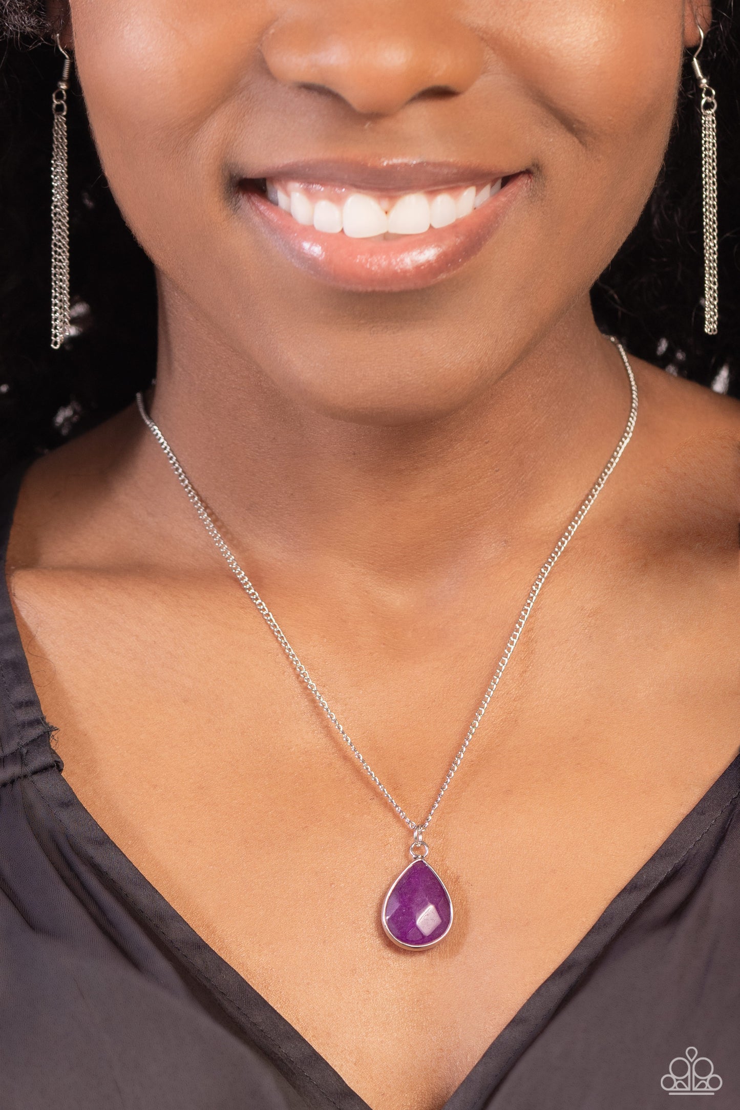 Sparkling Stones - Purple Necklace - Paparazzi Accessories - Alies Bling Bar