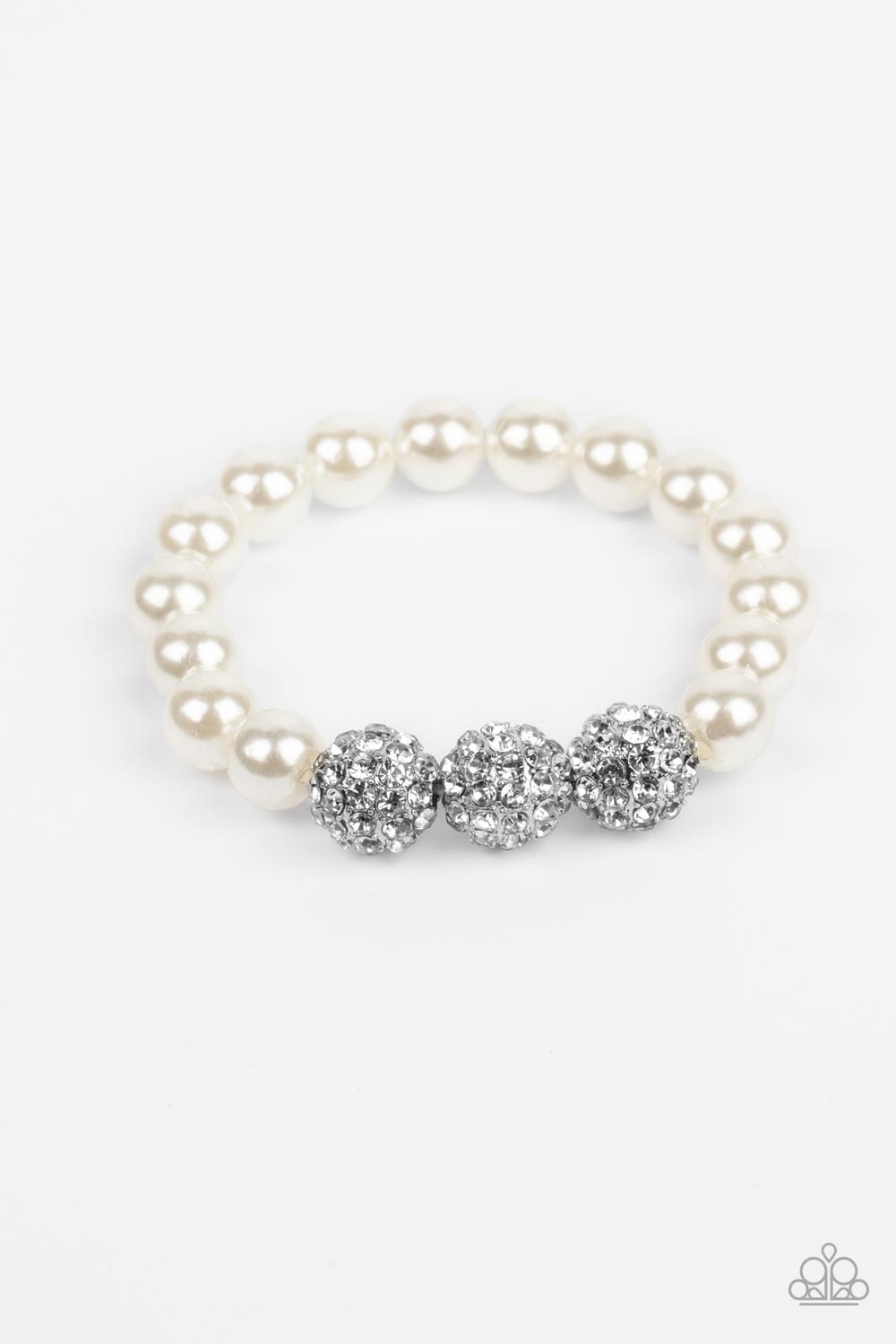 Breathtaking Ball - White Bracelet - Paparazzi Accessories - Alies Bling Bar