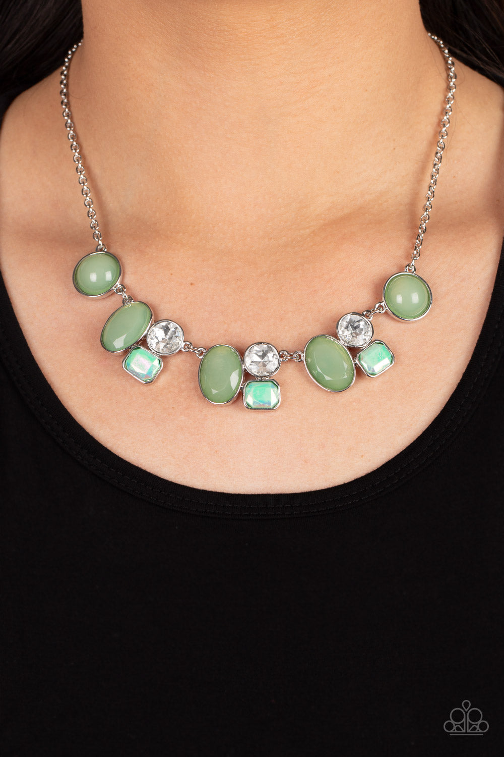 Fantasy World - Green Necklace - Paparazzi Accessories - Alies Bling Bar