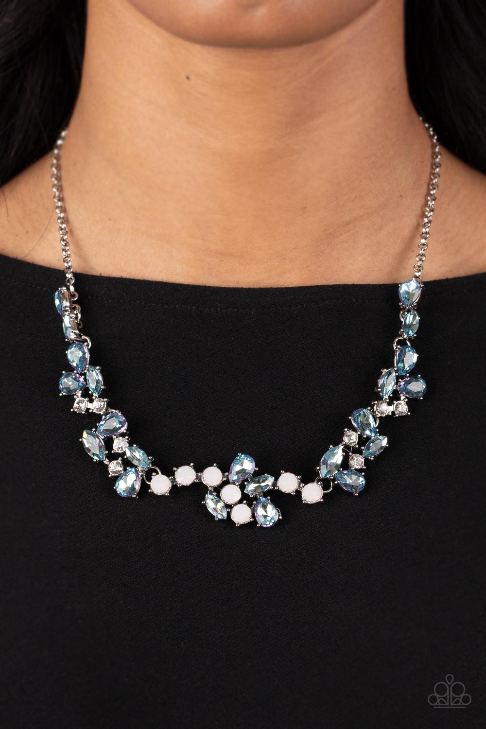 Welcome to the Ice Age - Blue Necklace - Paparazzi Accessories - Alies Bling Bar