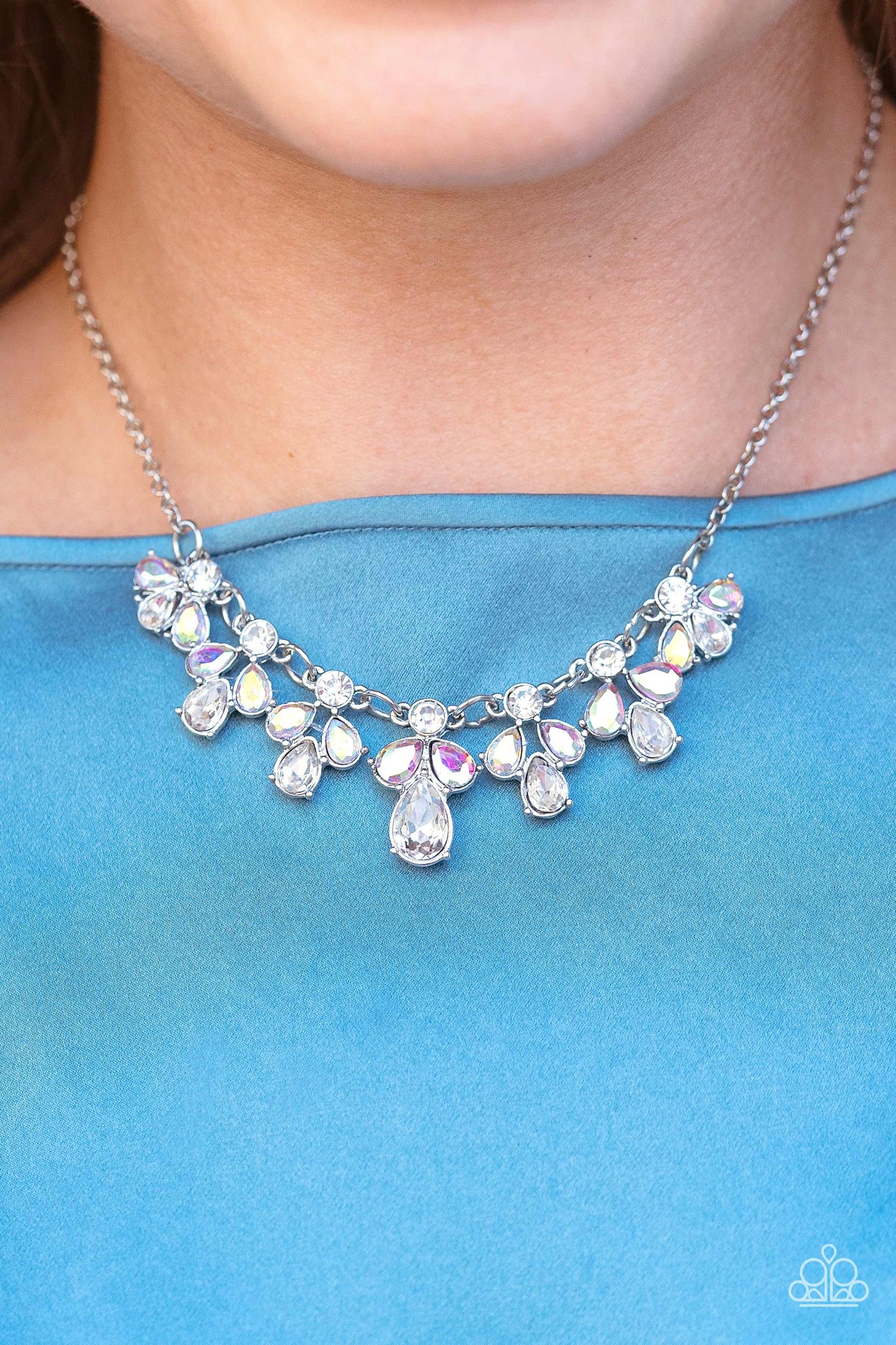 See in a New STARLIGHT - White Iridescent Necklace- Paparazzi - Alies Bling Bar