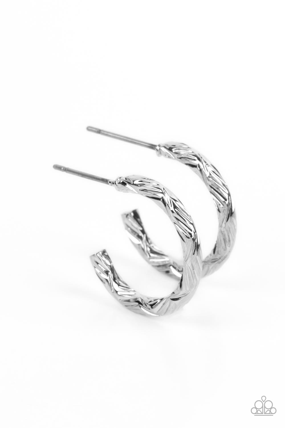 Triumphantly Textured - Silver Hoop Earrings - Paparazzi Accessories - Alies Bling Bar