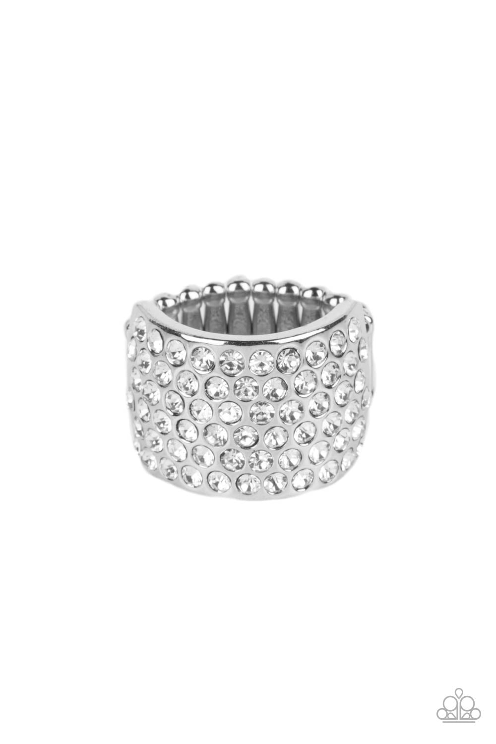 Edgy Effulgence - White Rings - Paparazzi Accessories - Alies Bling Bar