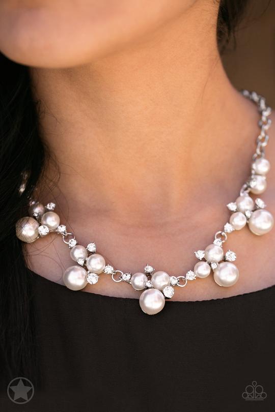 Paparazzi - Toast To Perfection - White Pearls & Rhinestones Necklace - Alie's Bling Bar