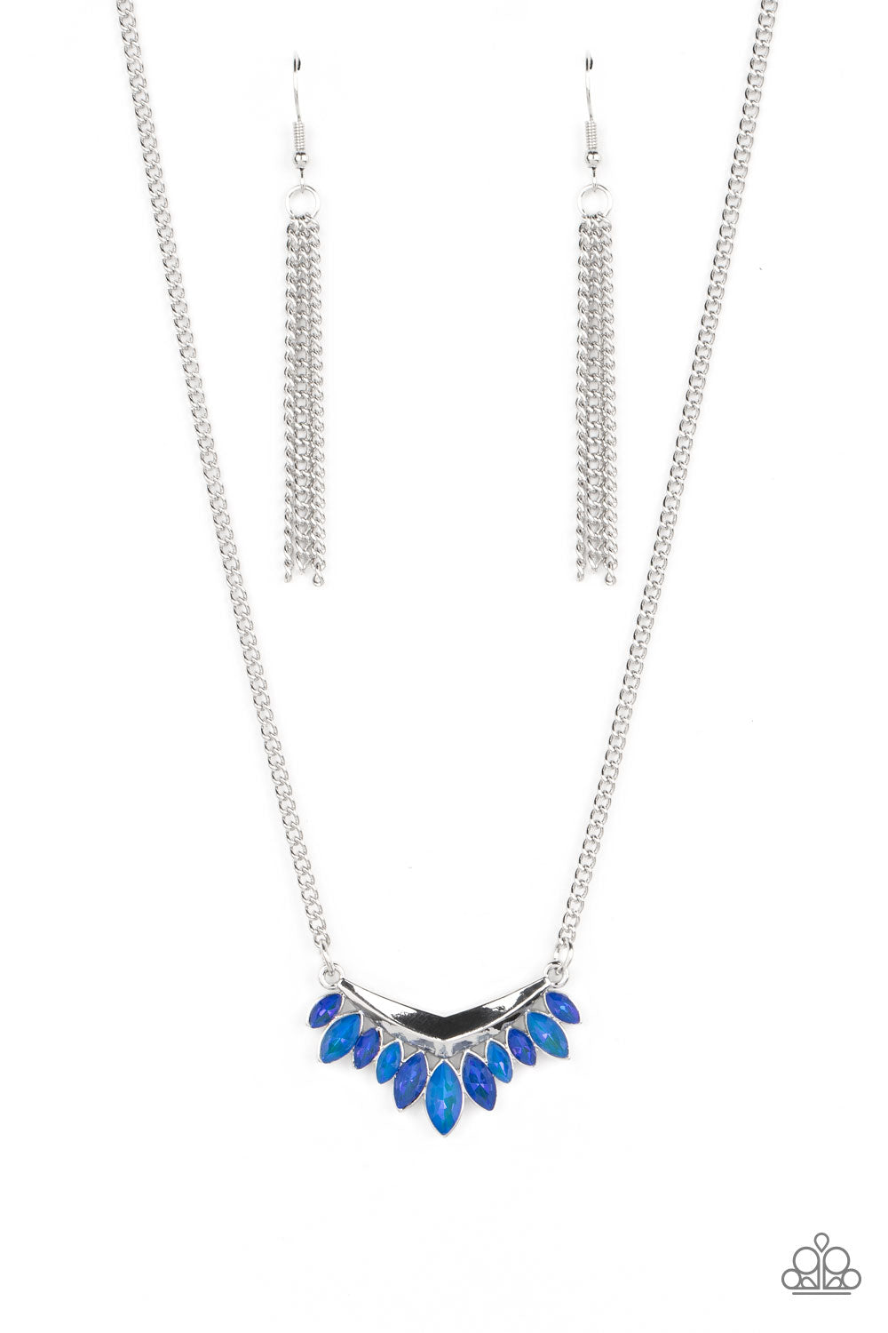 Flash of Fringe - Blue Necklace  - Paparazzi Accessories - Alies Bling Bar