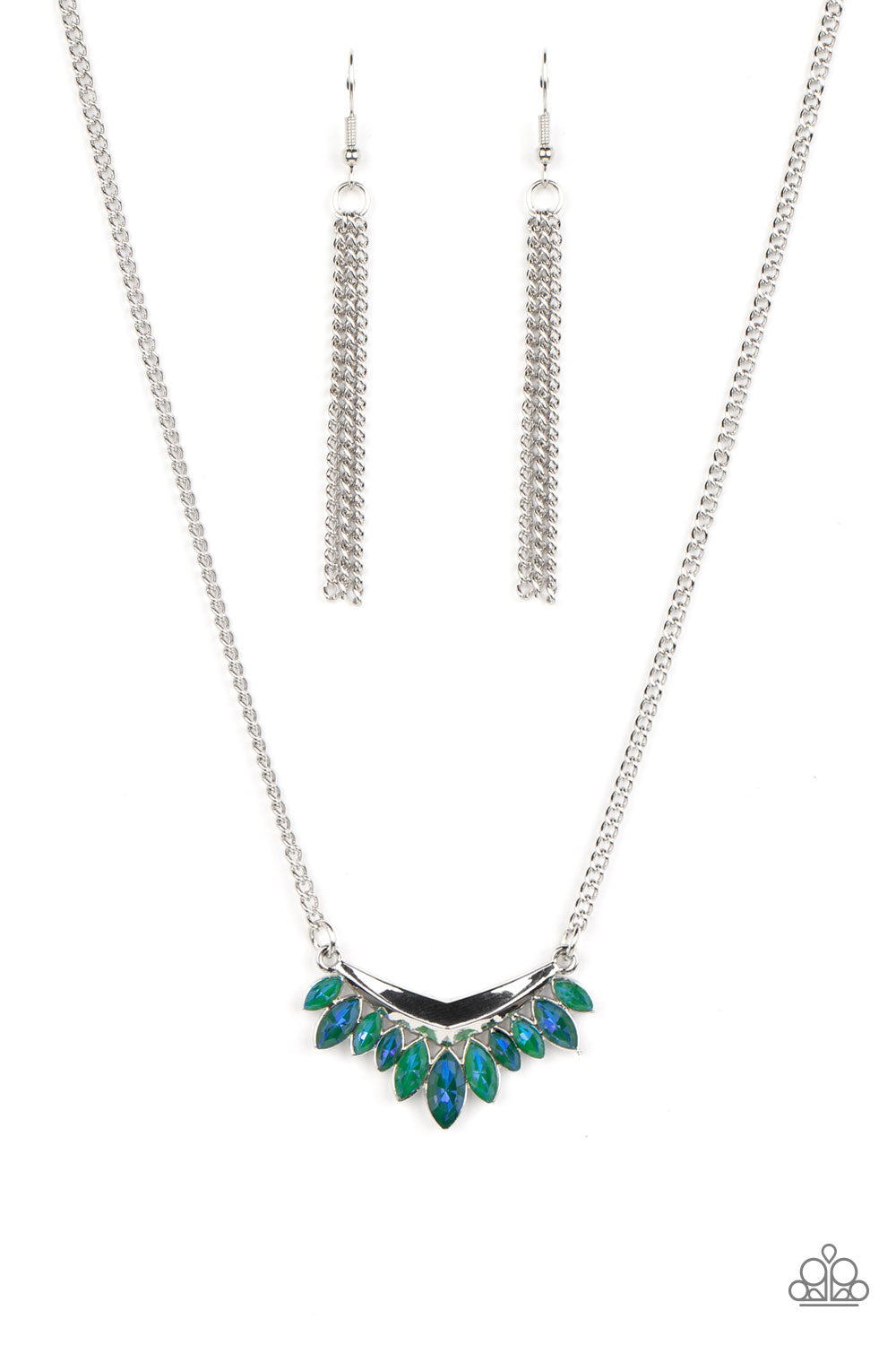 Flash of Fringe - Green Necklace - Paparazzi Accessories - Alies Bling Bar