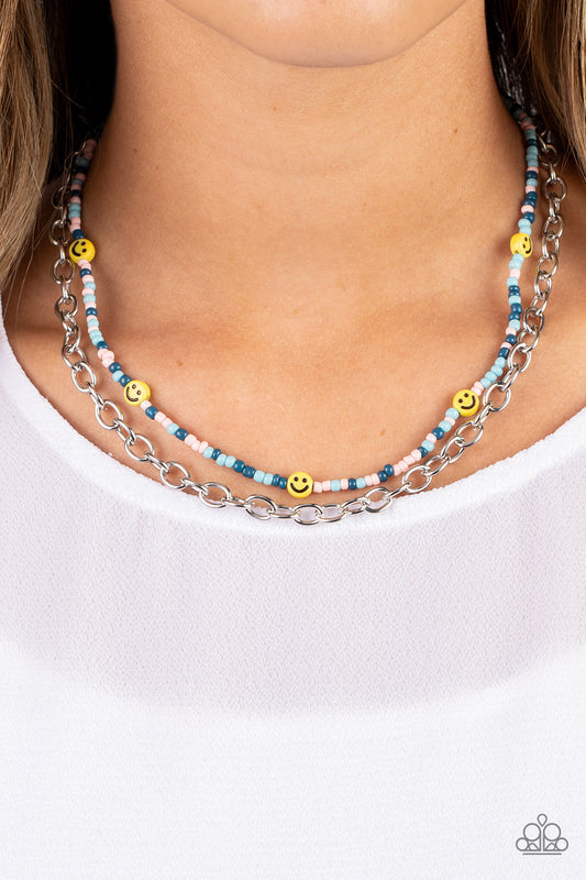 Happy Looks Good on You - Blue Necklace - Paparazzi Accessories - Alies Bling Bar