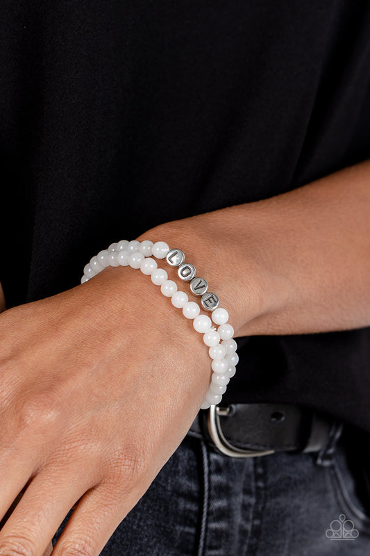 Devoted Dreamer - White Bracelet - Paparazzi Accessories - Alies Bling Bar