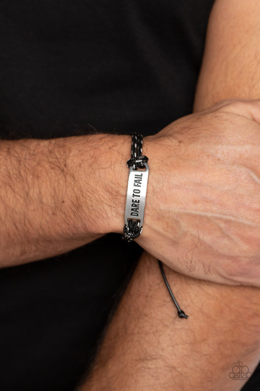 Dare to Fail - Black Bracelet - Paparazzi Accessories - Alies Bling Bar