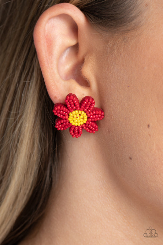 Sensational Seeds - Red Earrings - Paparazzi Accessories - Alies Bling Bar