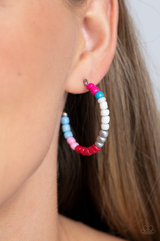 Multicolored Mambo - Pink Multi Earrings - Paparazzi Accessories - Alies Bling Bar