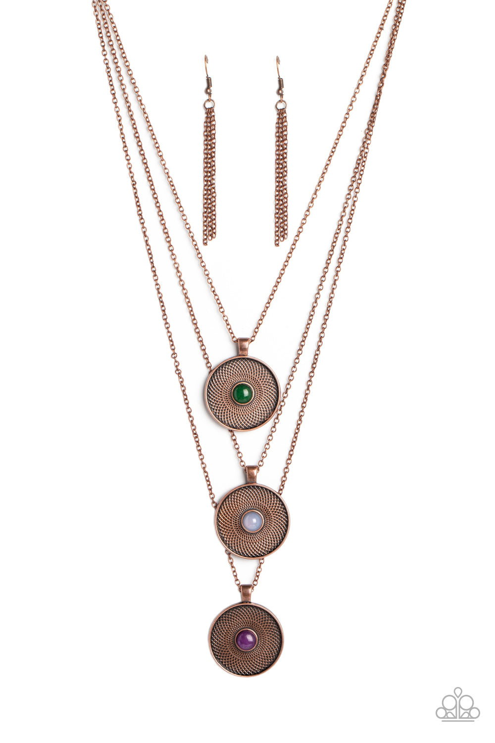 Geographic Grace - Copper Necklace  - Paparazzi Accessories - Alies Bling Bar