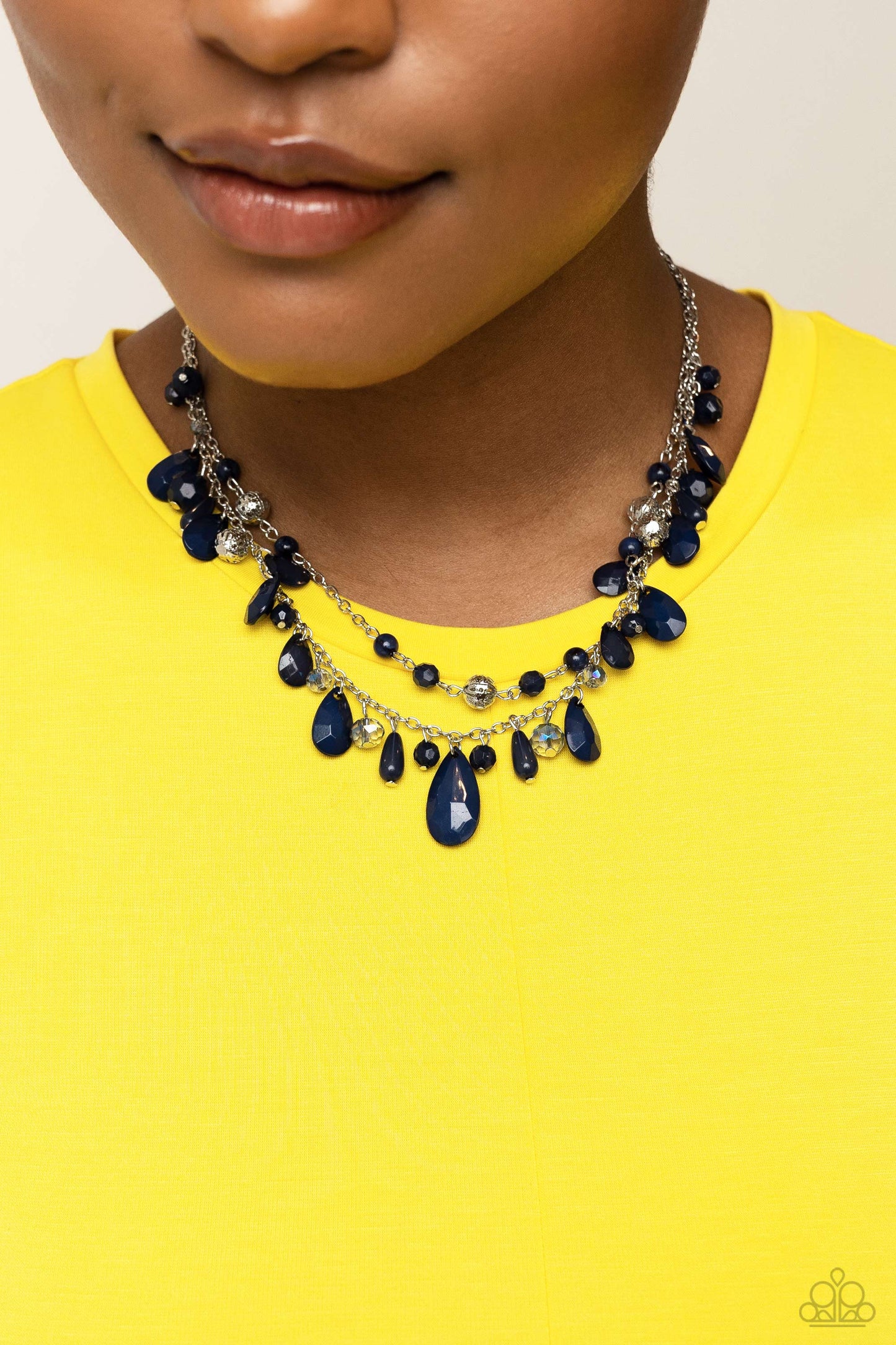 Flirty Flood - Blue Necklace  - Paparazzi Accessories - Alies Bling Bar