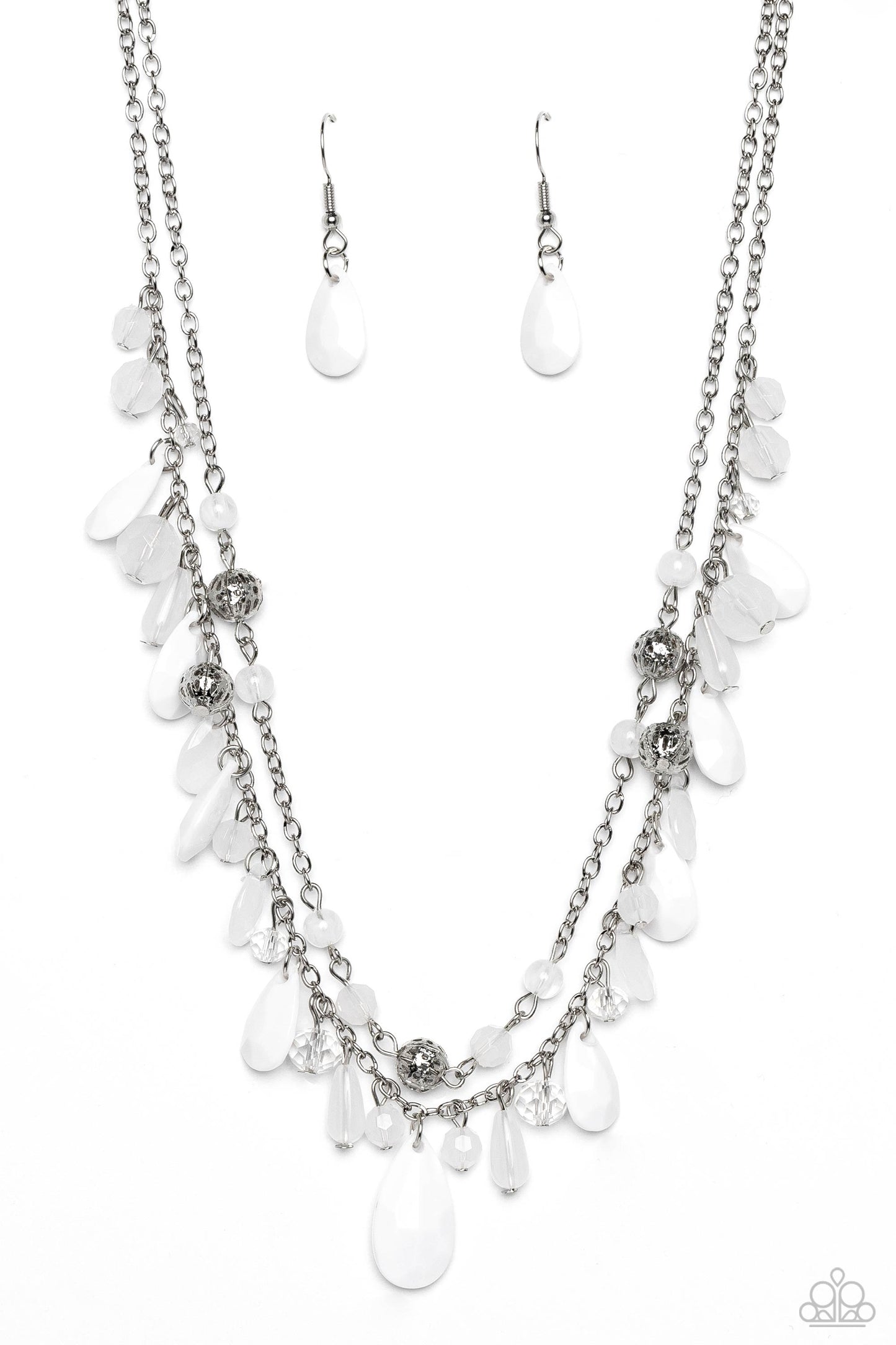 Flirty Flood - White Necklace - Paparazzi Accessories - Alies Bling Bar