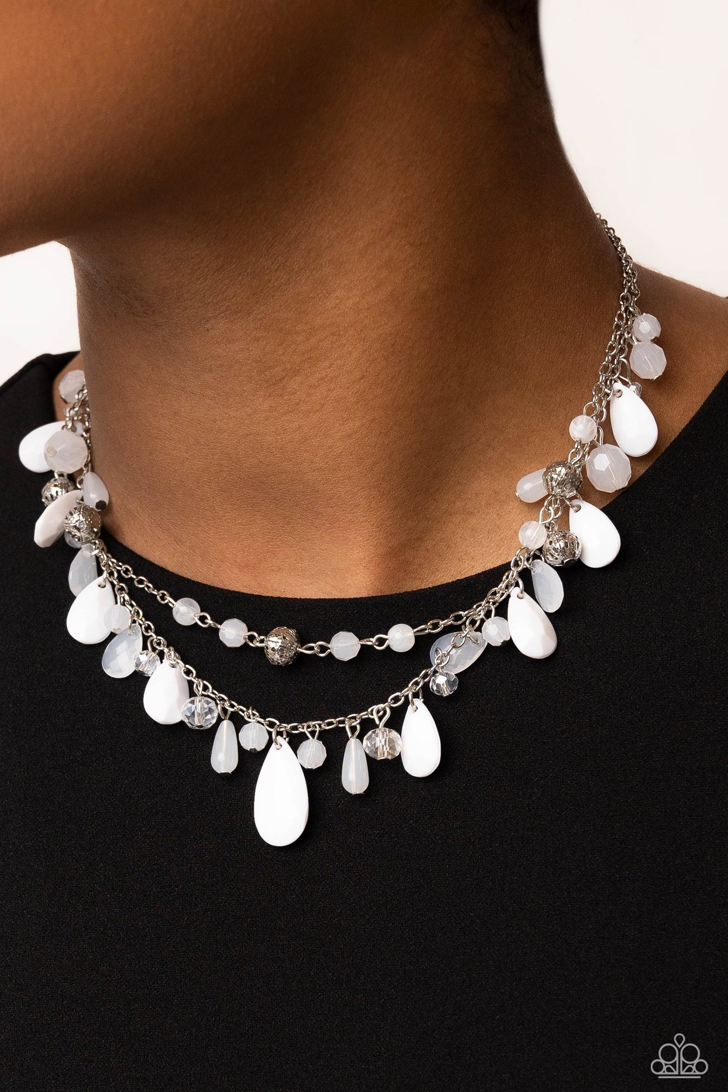 Flirty Flood - White Necklace - Paparazzi Accessories - Alies Bling Bar