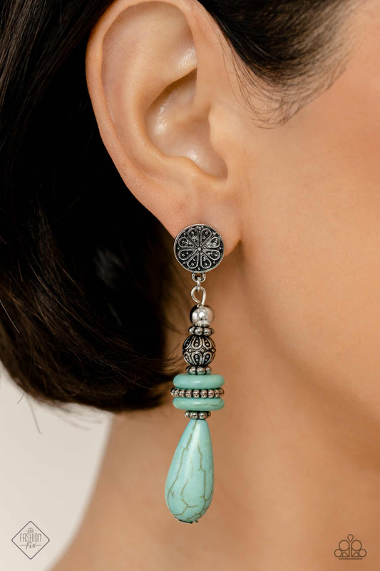 Desert Fever - Blue Earrings - Paparazzi Accessories - May 2023 Fashion Fix - Alies Bling Bar
