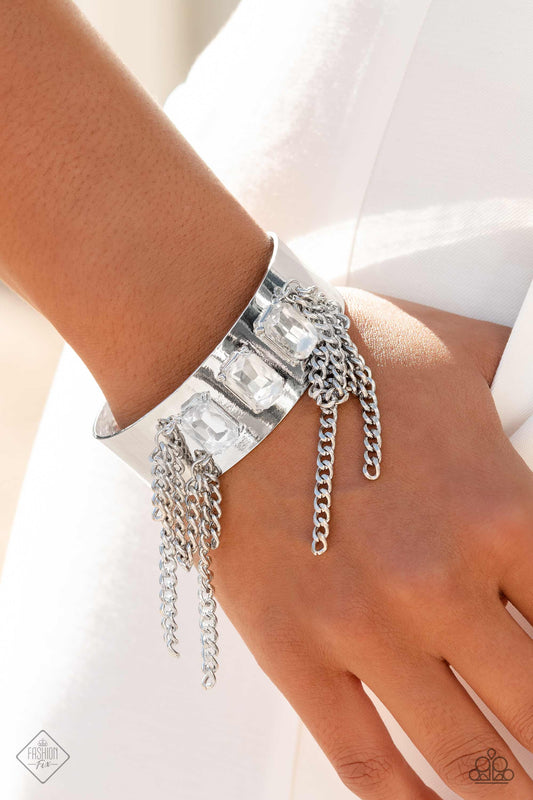 CHAIN Showers - White Bracelet - Paparazzi Accessories - March 2023 Fashion Fix - Alies Bling Bar