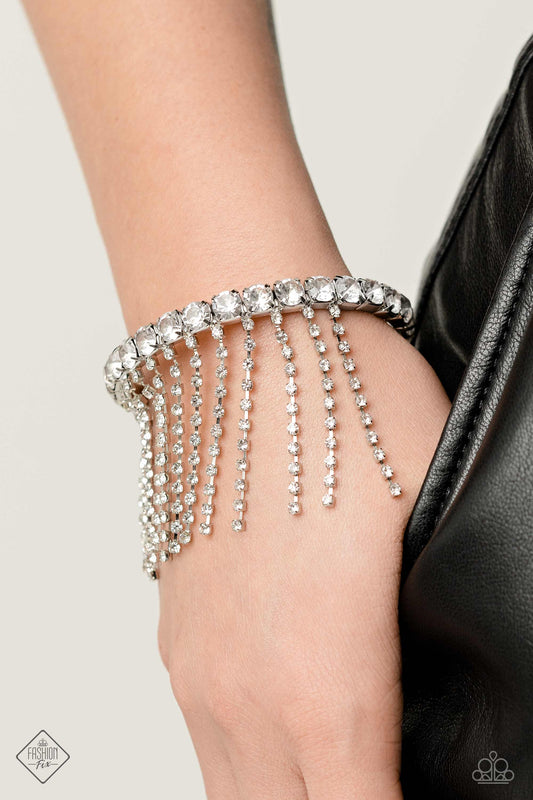 Stardust Shower - White Bracelet - Paparazzi Accessories - May 2023 Fashion Fix - Alies Bling Bar