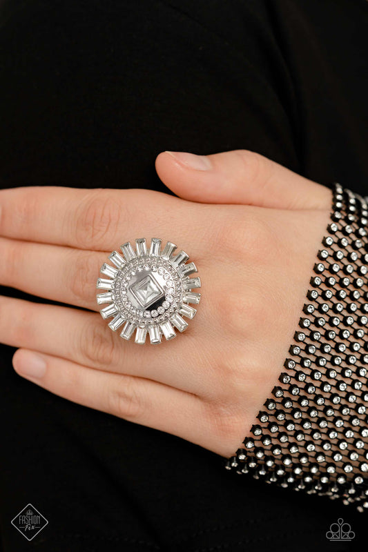 Shimmery Sprinkle - White Ring  - Paparazzi Accessories - May 2023 Fashion Fix - Alies Bling Bar
