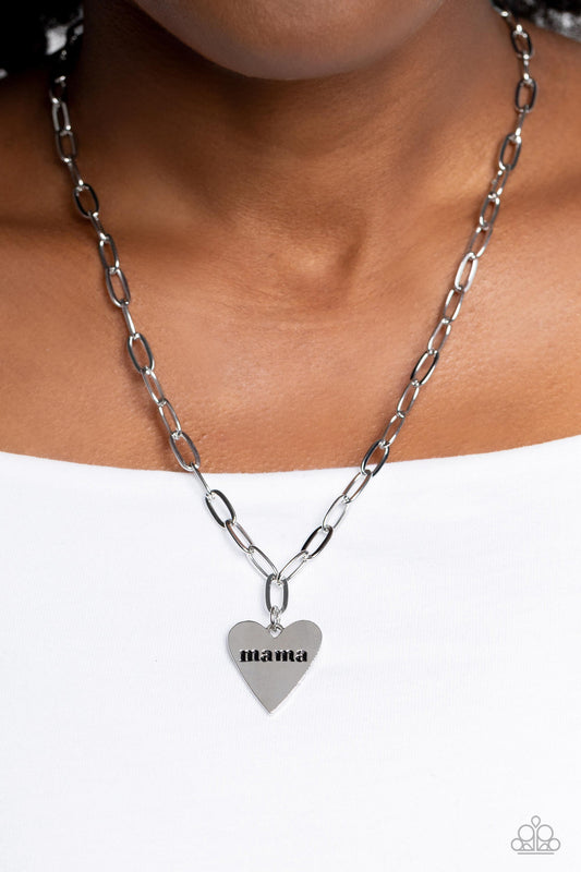 Mama Cant Buy You Love - Silver Necklace  - Paparazzi Accessories