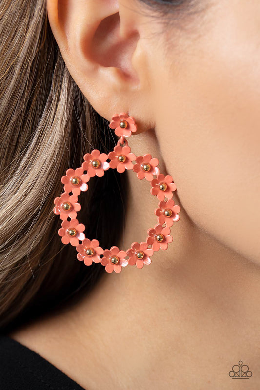Daisy Meadows - Orange Earrings  - Paparazzi Accessories - Alies Bling Bar