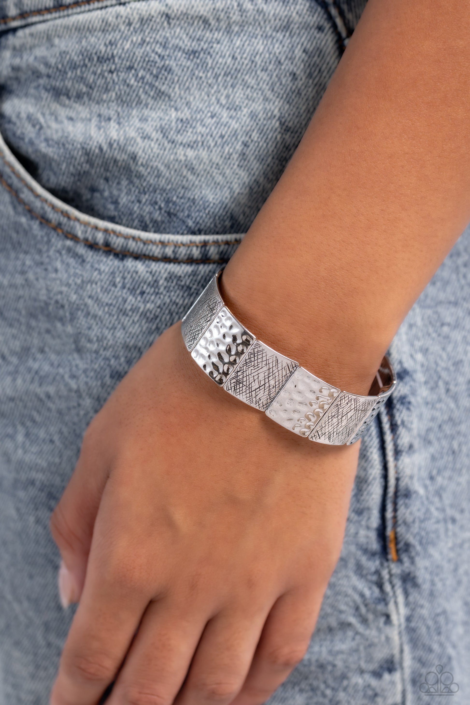 Textured Traveler - Silver Bracelet - Paparazzi Accessories - Alies Bling Bar