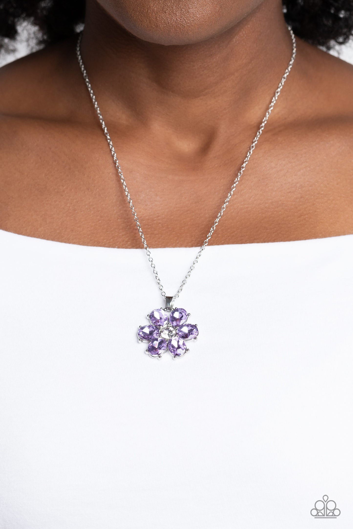 Fancy Flower Girl - Purple Necklace - Paparazzi Accessories - Alies Bling Bar
