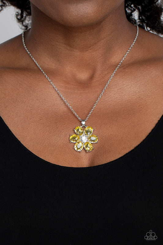 Fancy Flower Girl - Yellow Necklace - Paparazzi Accessories