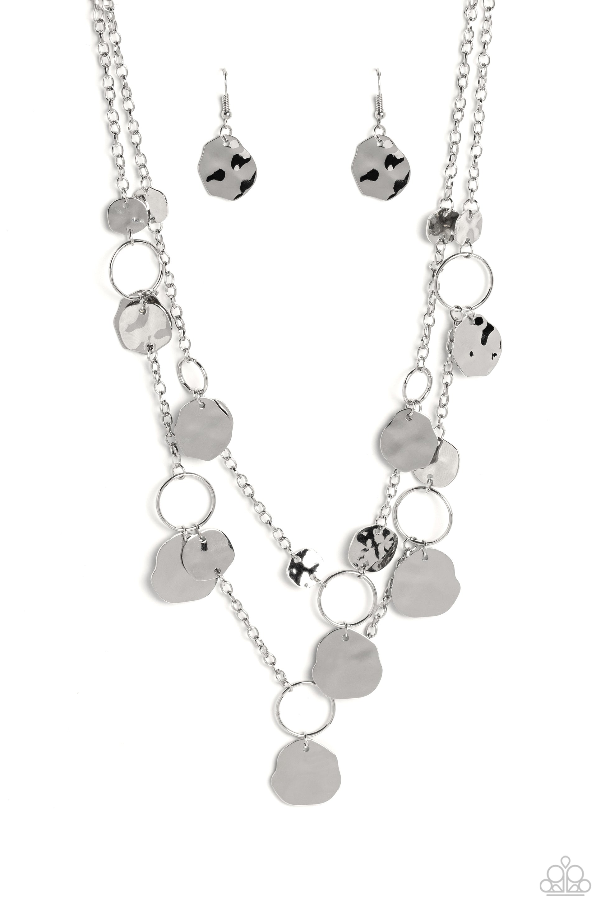 Hammered Horizons - Silver Necklace - Paparazzi Accessories - Alies Bling Bar