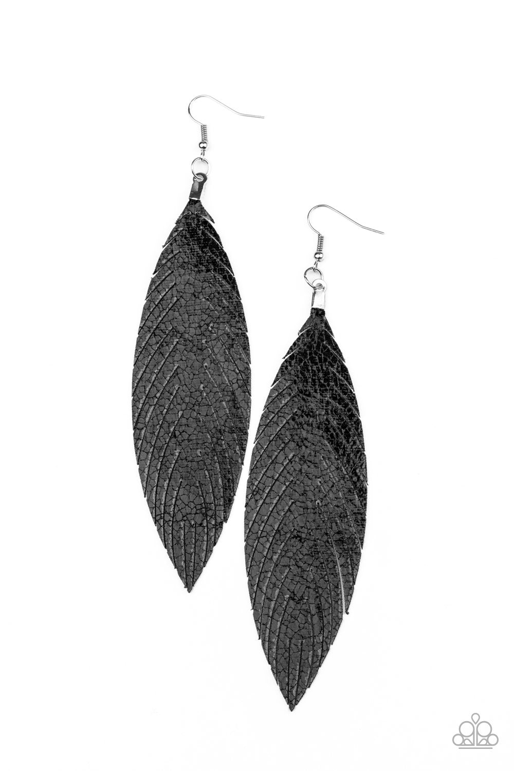 Paparazzi Accessories - Feather Fantasy - Black Earrings - Alies Bling Bar