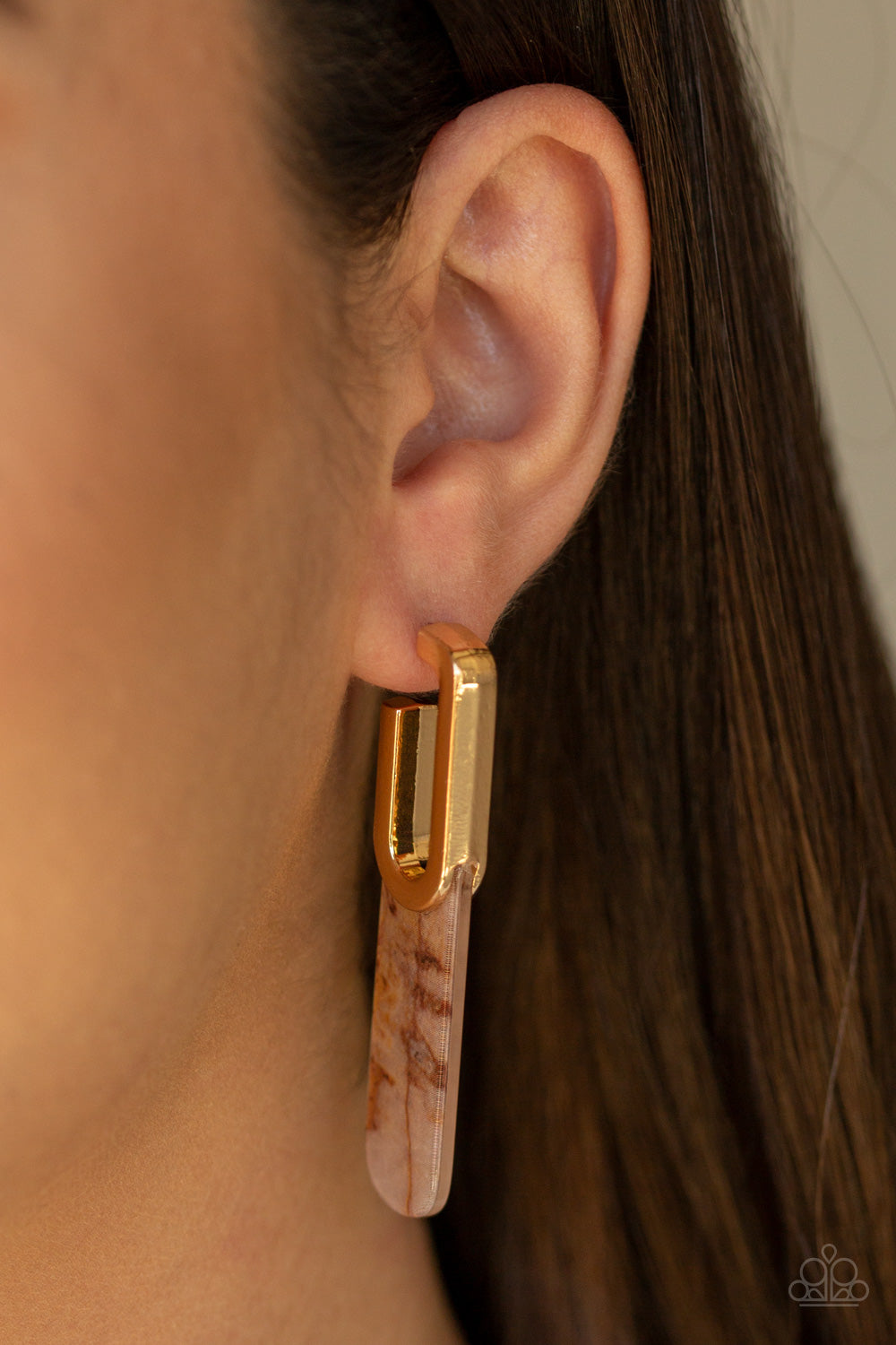 Paparazzi HAUTE Off The Press - Multi Marble Finish Acrylic Earrings - Aliesblingbar
