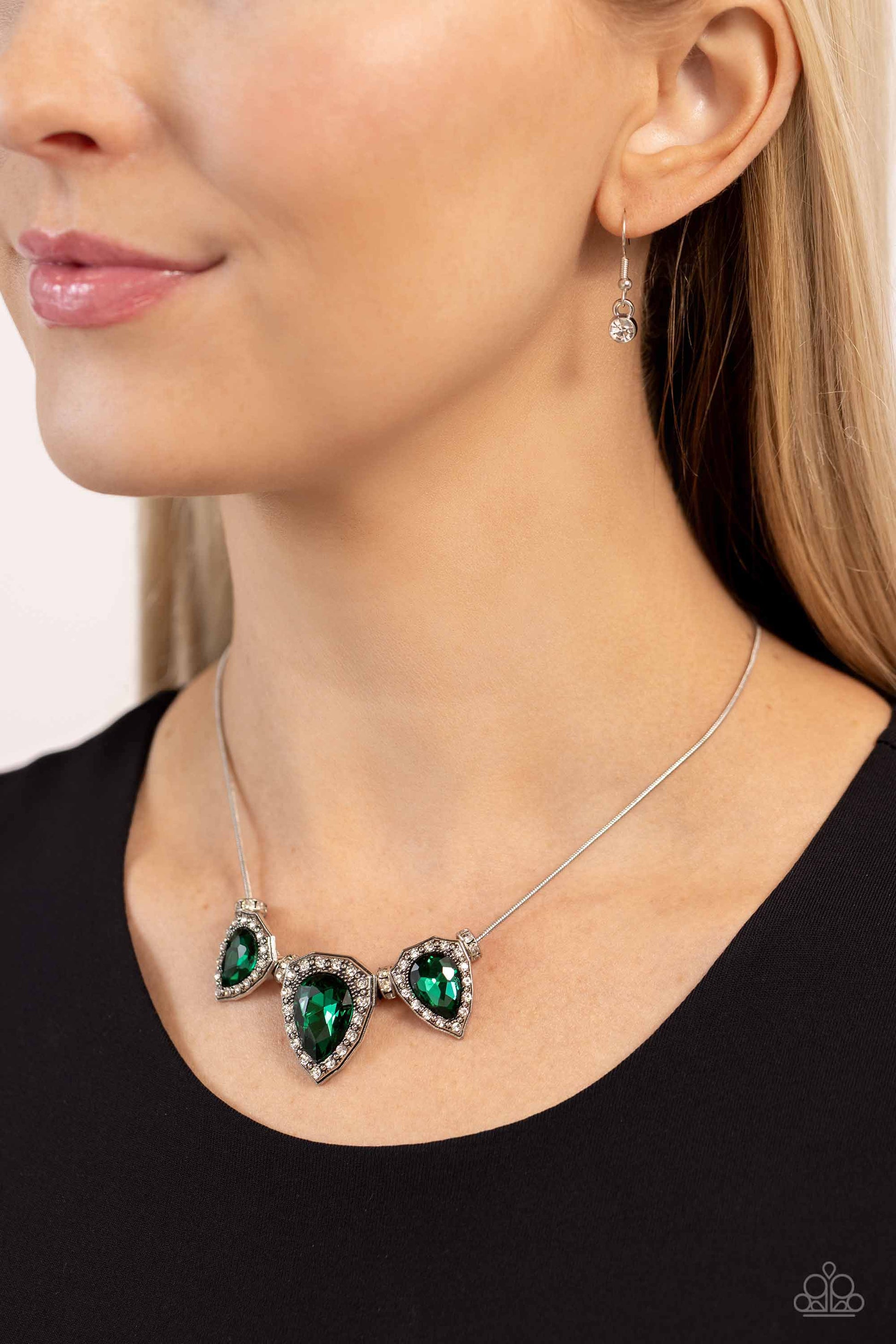 Majestic Met Ball - Green Necklace - Paparazzi Accessories - Alies Bling Bar