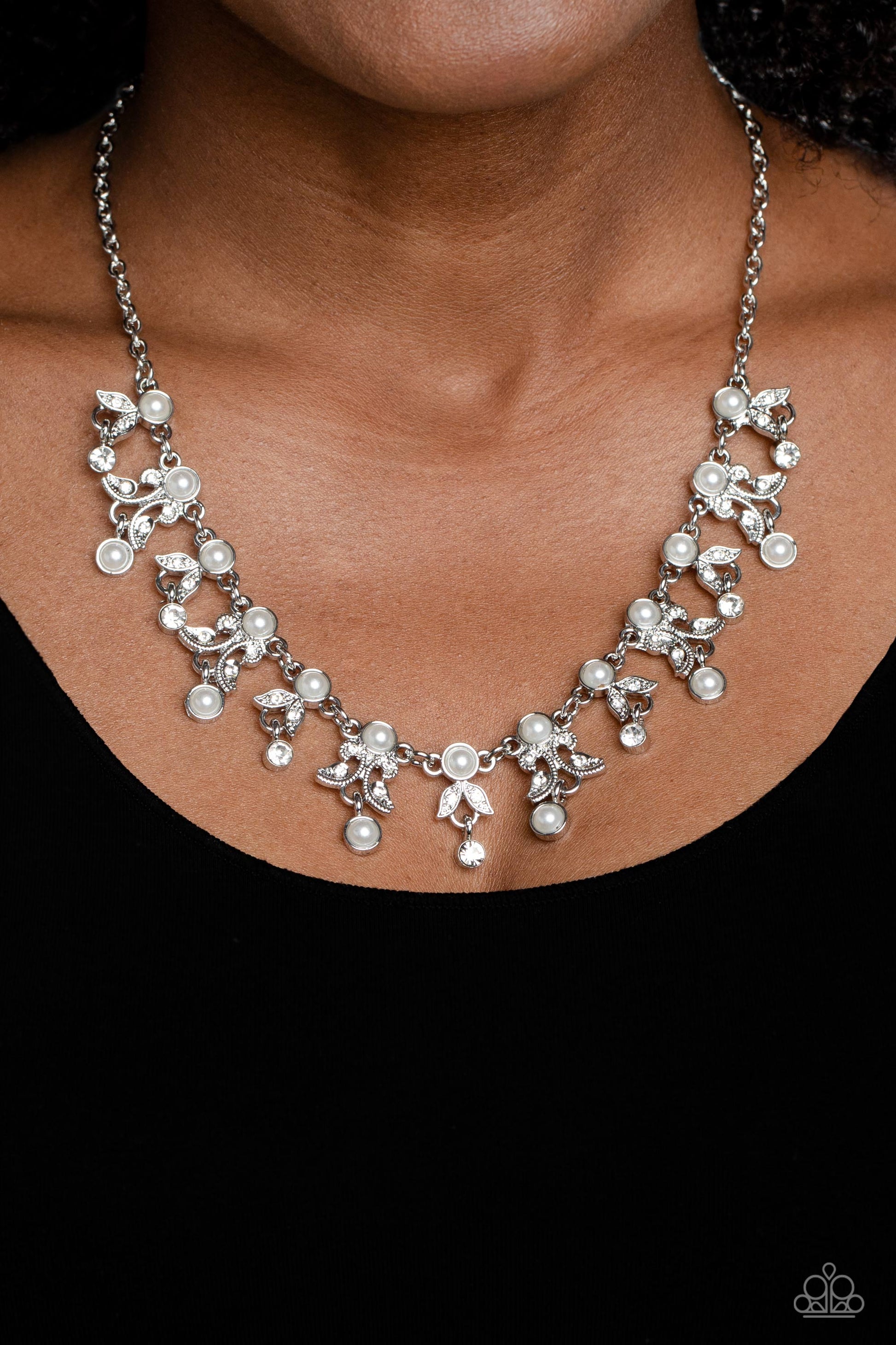 Garden Princess - White Necklace - Paparazzi Accessories - Alies Bling Bar