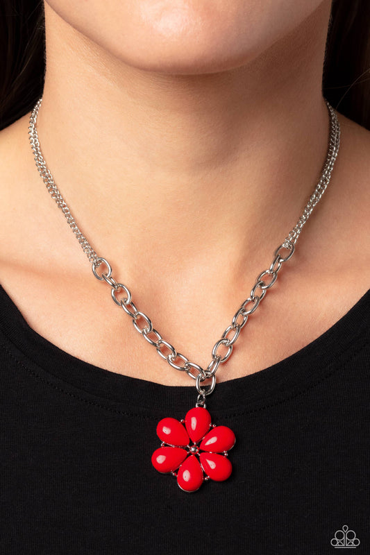 Dazzling Dahlia - Red Necklace - Paparazzi Accessories - Alies Bling Bar