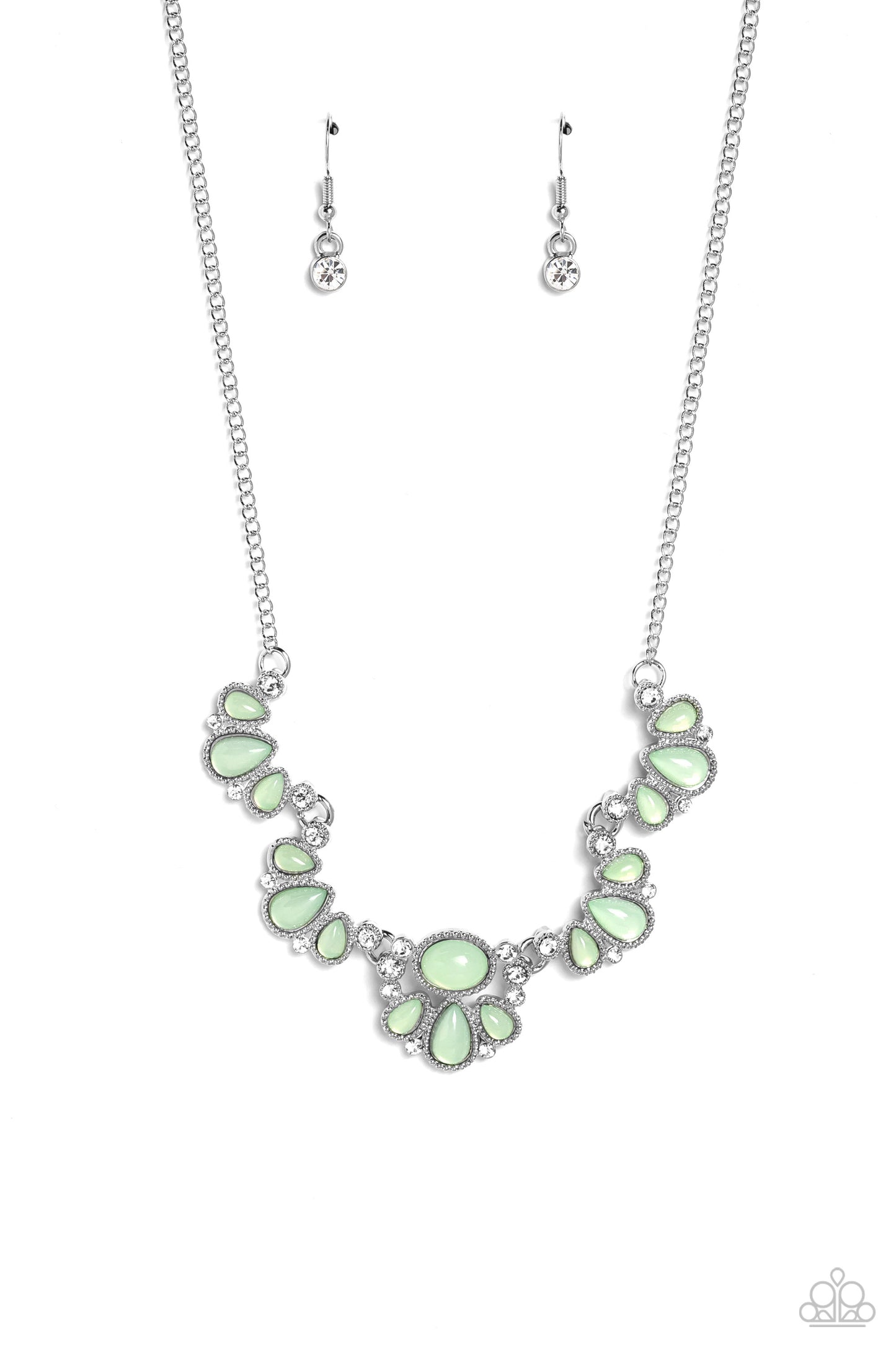 Dancing Dimension - Green Necklace - Paparazzi Accessories - Alies Bling Bar