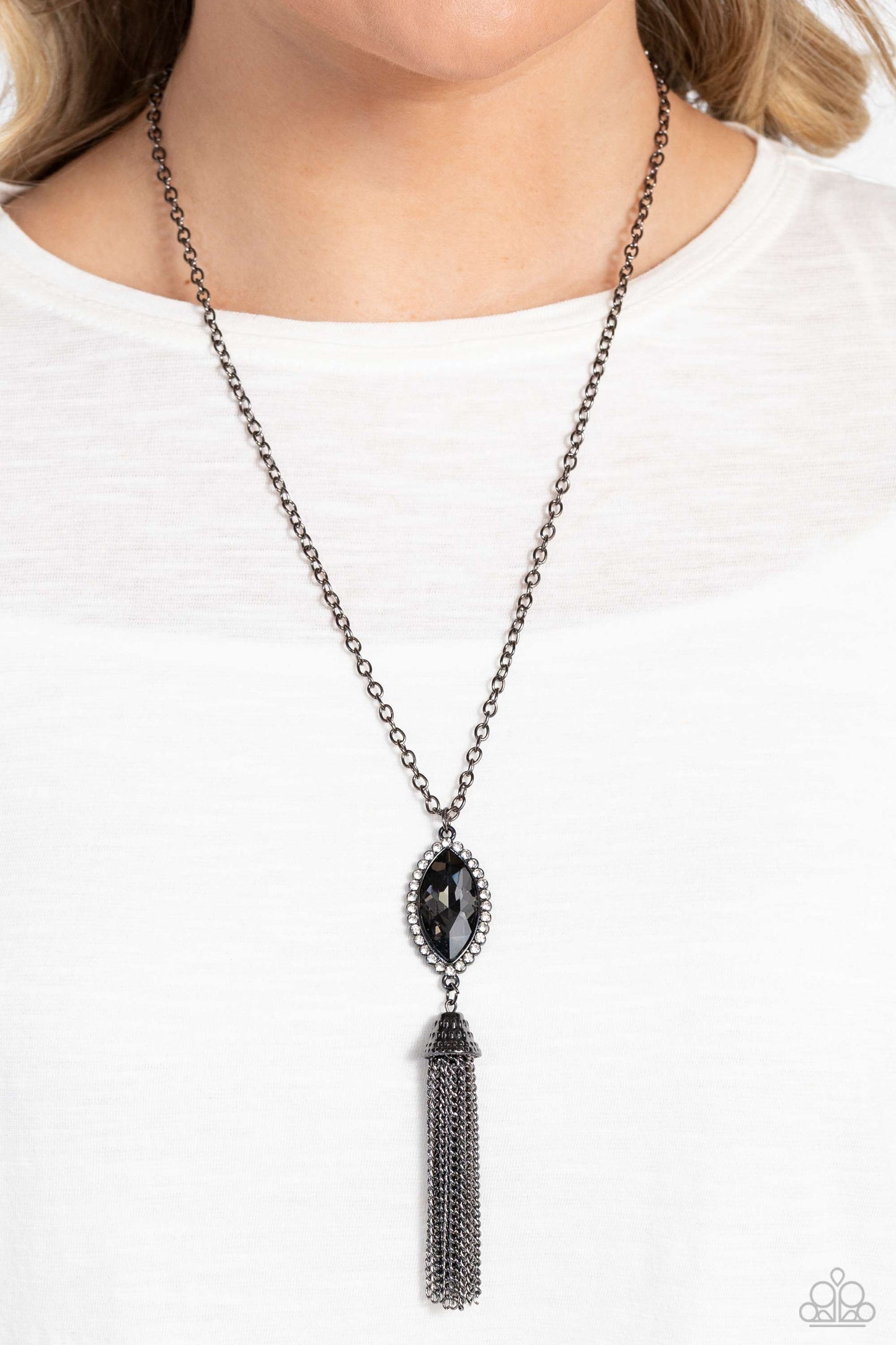 Tassel Tabloid - Black Necklace - Paparazzi Accessories - Alies Bling Bar