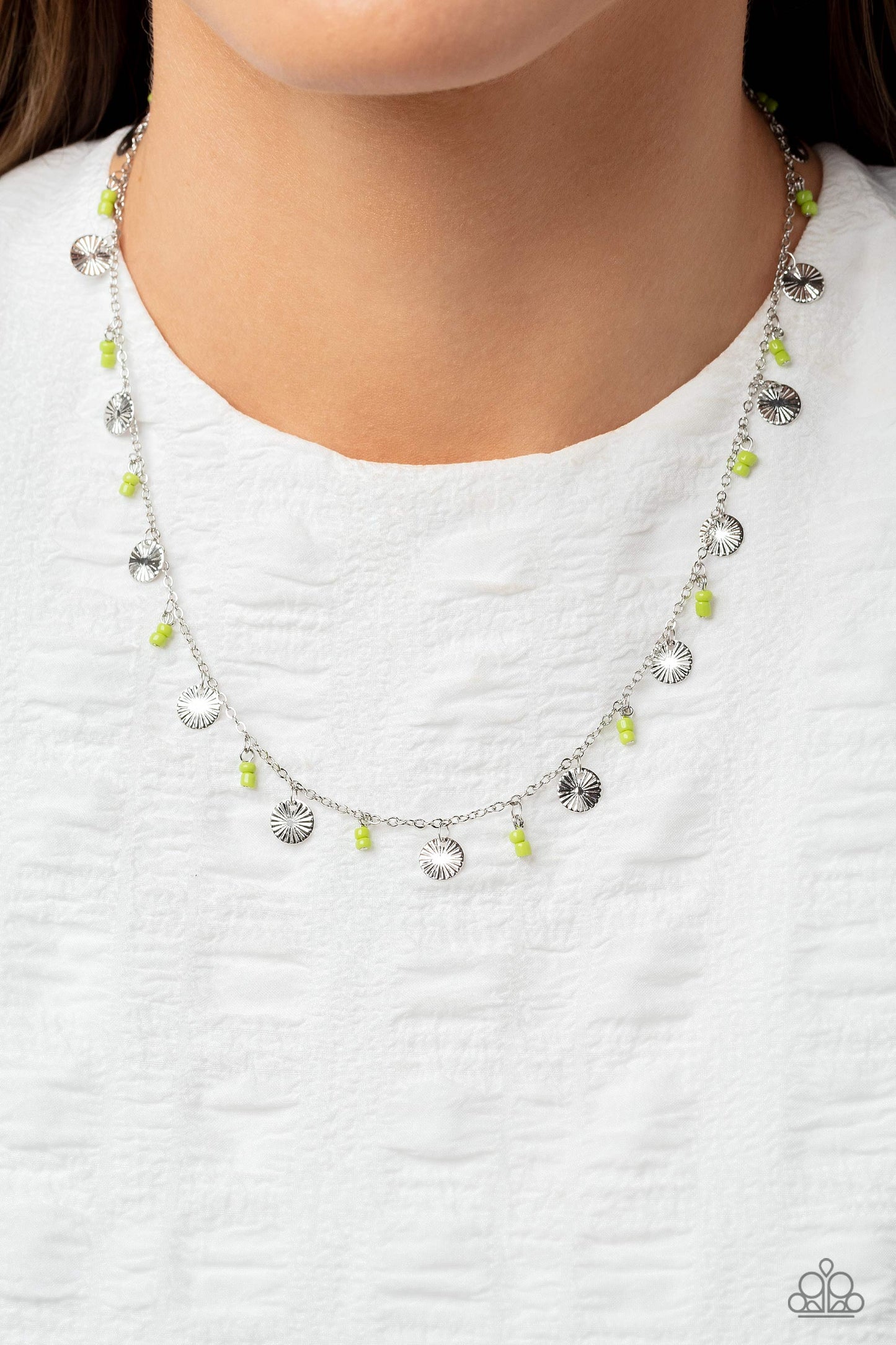 Sand Dollar Sass - Green Necklace - Paparazzi Accessories - Alies Bling Bar