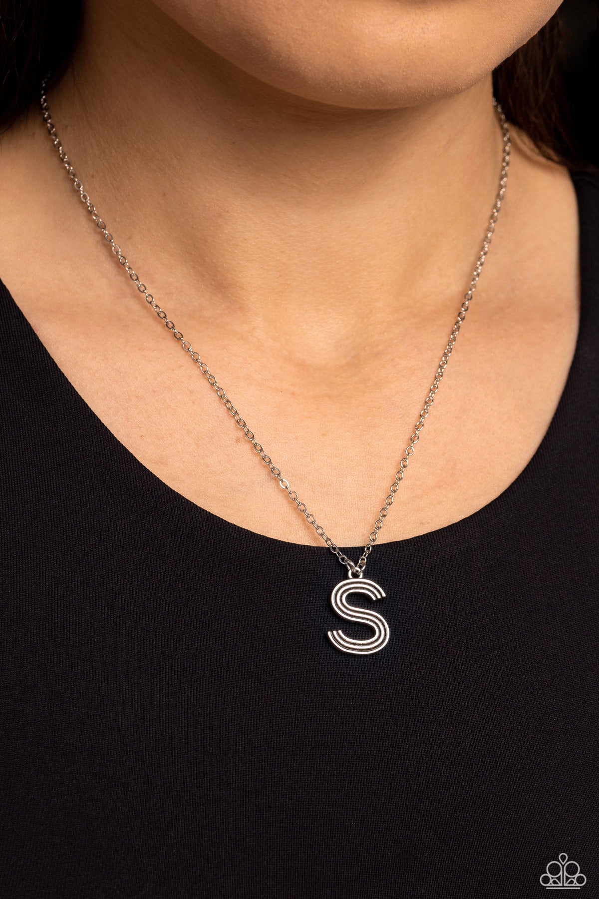 Leave Your Initials - Silver - S Necklace - Paparazzi Accessories - Alies Bling Bar