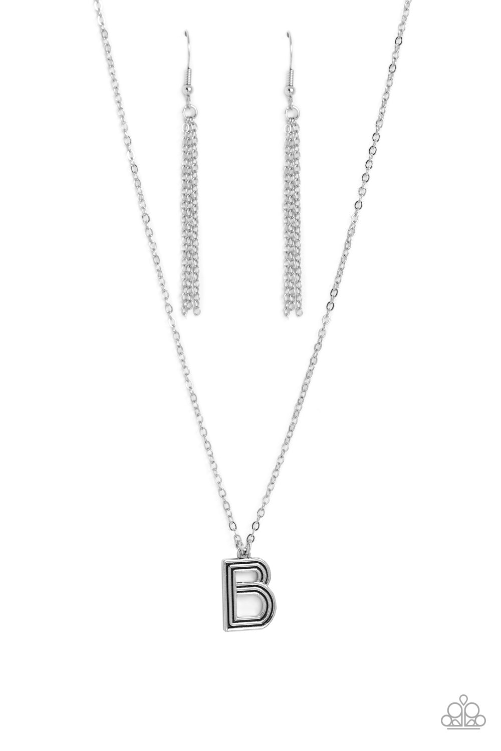 Leave Your Initials - Silver - B Necklace - Paparazzi Accessories - Alies Bling Bar