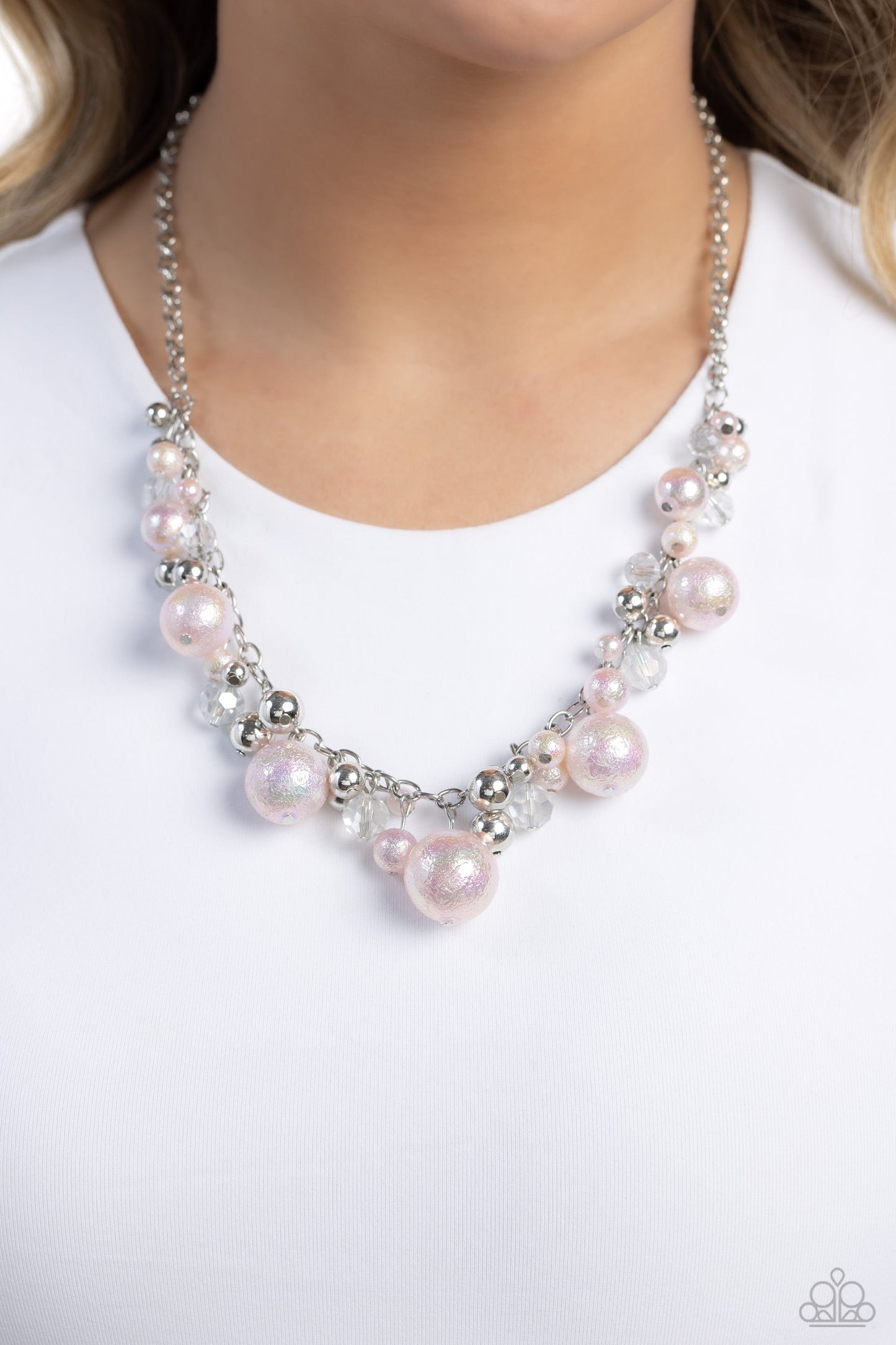 Scratched Shimmer - Pink Necklace - Paparazzi Accessories - Alies Bling Bar