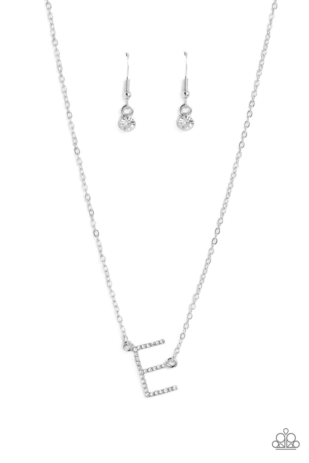 INITIALLY Yours - E - White Necklace - Paparazzi Accessories - Alies Bling Bar