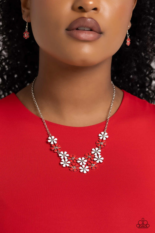 Floral Fever - Red Necklace - Paparazzi Accessories - Alies Bling Bar