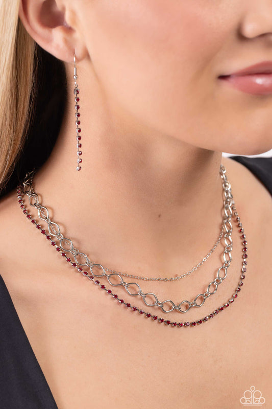Tasteful Tiers - Red Necklace - Paparazzi Accessories - Alies Bling Bar