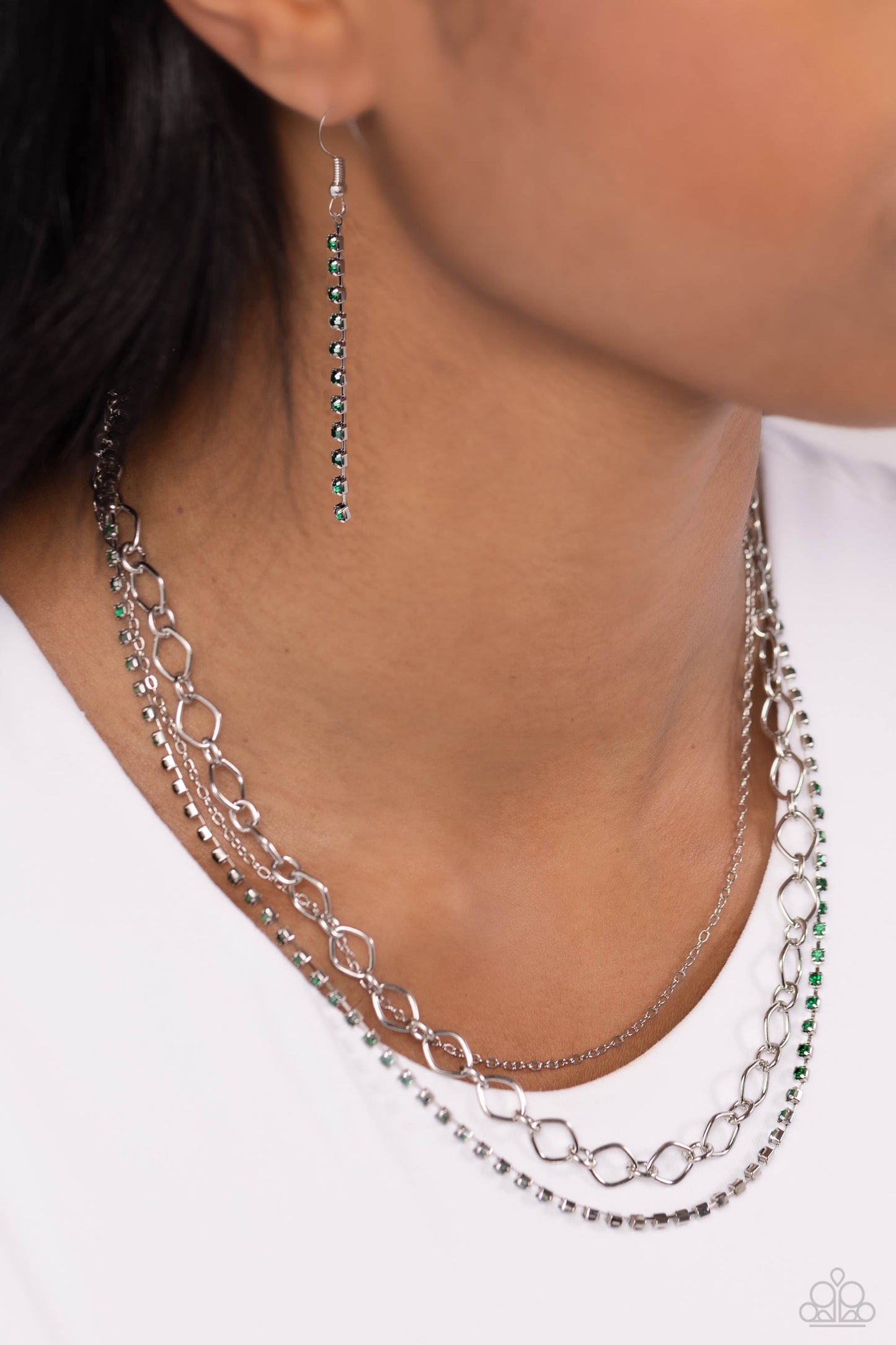 Tasteful Tiers - Green Necklace- Paparazzi Accessories - Alies Bling Bar