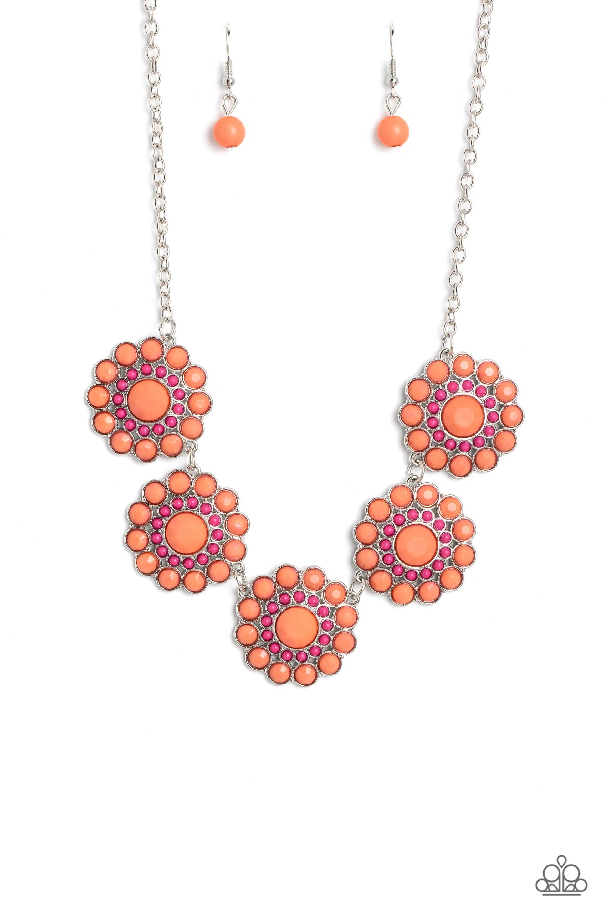 Floral Fervor - Orange Necklace - Paparazzi Accessories - Alies Bling Bar